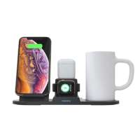 Multi-function 4 in 1 wireless charging station, fast wireless charger for iPhone 11 with smart thermostatic mug cup