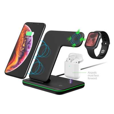 Multi function 3 in 1 wireless phone charger stand with watch charger